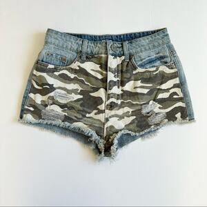 BDG Camo Denim Shorts 27W Urban Outfitters‎ High Rise Dree